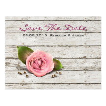 vintage rustic country wedding save the date postcard