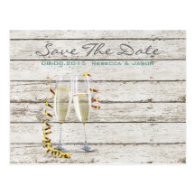 vintage rustic country wedding save the date postcard