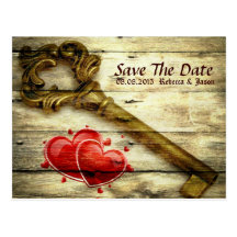 vintage rustic country wedding save the date postcards