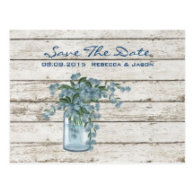 vintage rustic country wedding save the date postcard