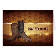 vintage rustic Cowboy Boots Country wedding Card