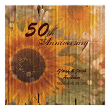 vintage rustic sunflower country anniversary party invites