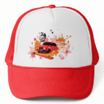 vintage saab rally HAT - red orange