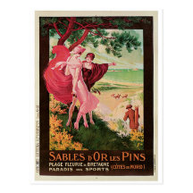 Vintage Sables-d'Or-les-Pins France travel ad Post Card