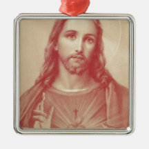 Vintage Sacred Heart of Jesus Christmas Ornament