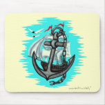 Vintage sailing ship and anchor mousepad
