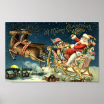 Vintage Santa and Sleigh posters