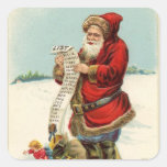 Vintage Santa Checking his List! Square Sticker