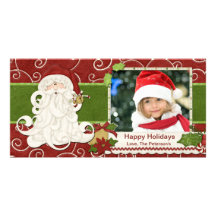 Vintage Santa Christmas Card Photo Card Template