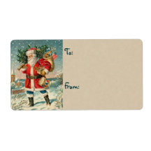 Vintage Santa Christmas Labels