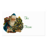 Vintage Santa & Christmas Tree  Gift Tags Business Card Template