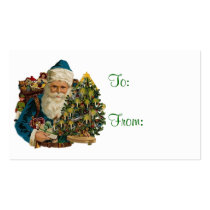 Vintage Santa & Christmas Tree  Gift Tags Business Card Template
