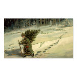 Vintage Santa Claus Carrying a Christmas Tree Business Card