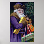 Vintage Santa Claus Christmas Poster Print