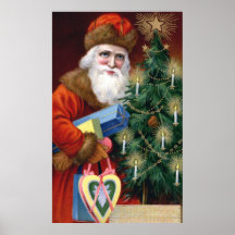 Vintage Santa Claus Christmas Poster Print