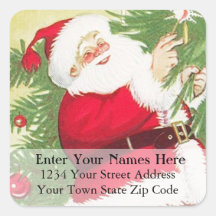 Vintage Santa Claus Christmas Return Address Label Square Sticker