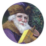 Vintage Santa Claus Christmas Stickers - Purple