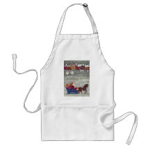Vintage Santa Claus One Horse Open Sleigh in Snow Apron