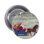 Vintage Santa Claus One Horse Open Sleigh in Snow Buttons
