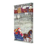 Vintage Santa Claus One Horse Open Sleigh in Snow Gallery Wrapped Canvas