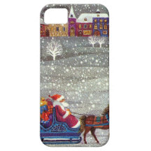Vintage Santa Claus One Horse Open Sleigh in Snow iPhone 5 Cover