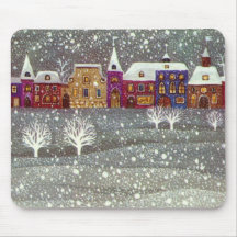 Vintage Santa Claus One Horse Open Sleigh in Snow Mouse Pad