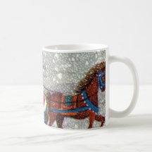 Vintage Santa Claus One Horse Open Sleigh in Snow Mug