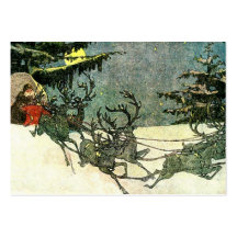Vintage Santa Claus Sleigh on Rooftop Business Cards