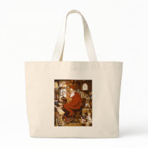 Vintage Santa in Workshop Card Tote Bags