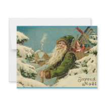 Vintage Santa - Joyeux Noel Personalized Invite