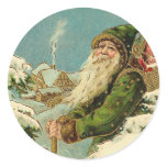 Vintage Santa - Joyeux Noel Round Stickers