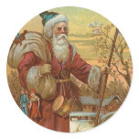 Vintage Santa Round Stickers