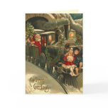 Vintage Santa Train Christmas Card