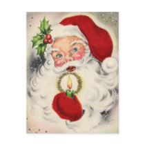 Vintage Santa w/candle Postcard