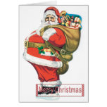 Vintage Santa with Bag of Toys Greeting Card