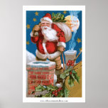 Vintage Santa with Moon Print