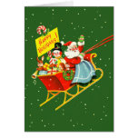 Vintage Santa with Sleigh Christmas Card