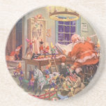Vintage Santa's Workshop North Pole Elves and Toys Coaster