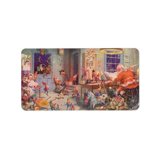 Vintage Santa's Workshop North Pole Elves and Toys Custom Address Labels