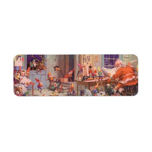 Vintage Santa's Workshop North Pole Elves and Toys Custom Return Address Labels
