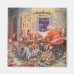 Vintage Santa's Workshop North Pole Elves and Toys Magnets
