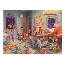 Vintage Santa's Workshop North Pole Elves and Toys Post Cards
