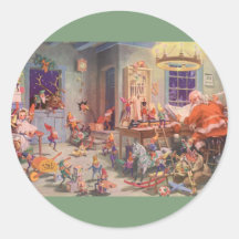Vintage Santa's Workshop North Pole Elves and Toys Stickers