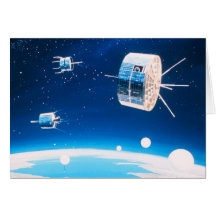 Vintage Satellite illustration Greeting Cards
