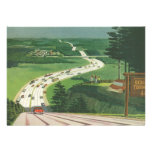 Vintage Scenic American Highways, Cars Road Trip Invites