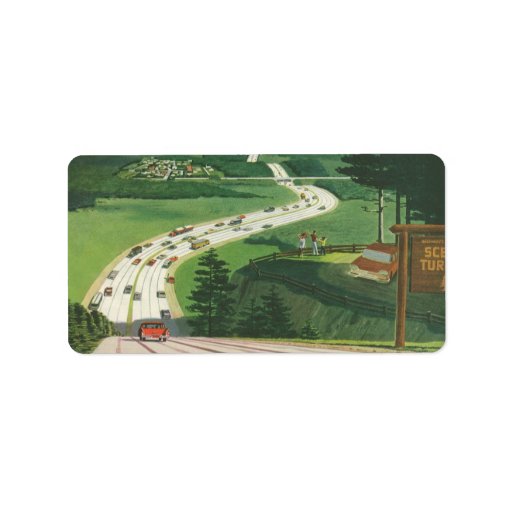 Vintage Scenic American Highways, Cars Road Trip Labels