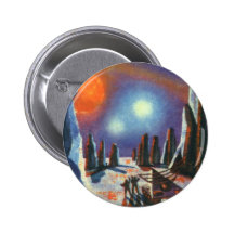 Vintage Science Fiction Aliens on a Foreign Planet Pinback Button