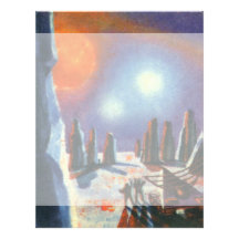 Vintage Science Fiction Aliens on a Foreign Planet Letterhead Design