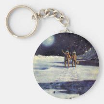 Vintage Science Fiction Aliens on the Moon Keychain
