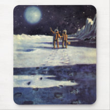 Vintage Science Fiction Aliens on the Moon Mousepad